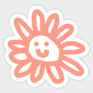 Soft Red Daisy Flower Smiley Face Sticker